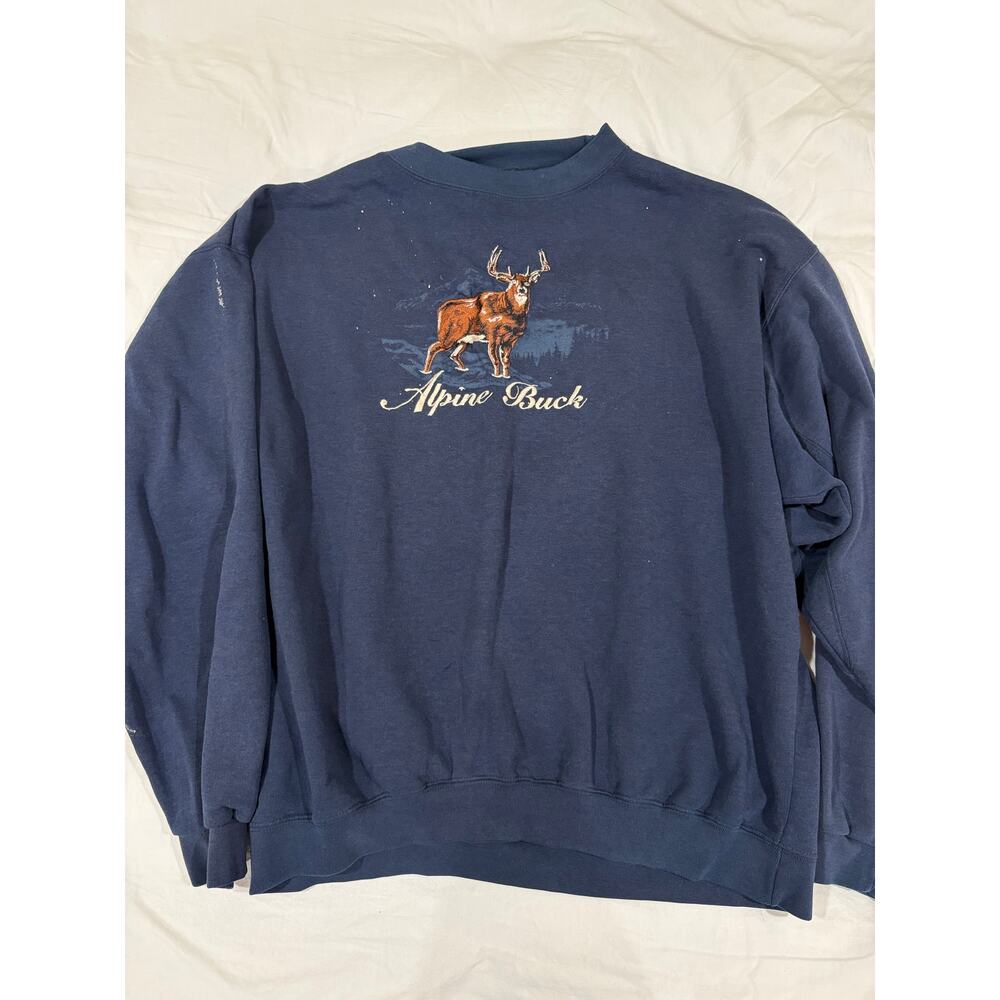 VTG 90s Headwaters Alpine Buck Crew Neck Pullover Sweatshirt Size XL